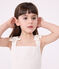 Robe longue à bretelles enfant en coton uni blanc ECUME