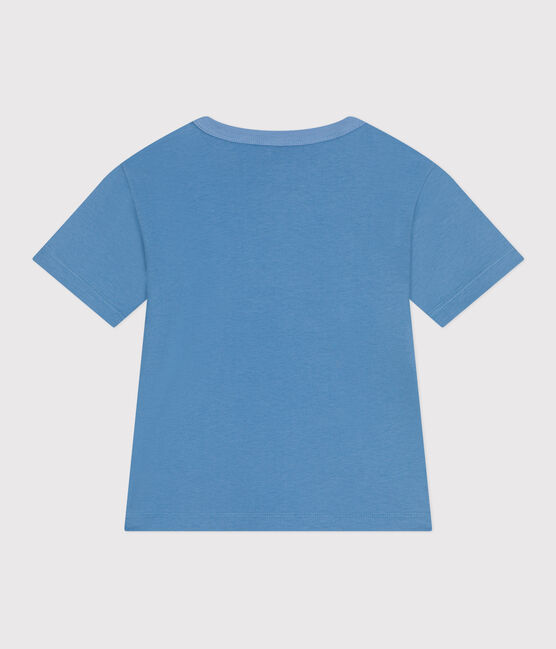 Katoenen T-shirt met korte mouwen en print voor kinderen blauw ALASKA