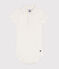 Body manches courtes bébé col polo en coton blanc MARSHMALLOW