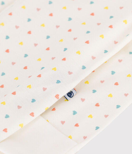 Katoenen babypyjama met ritskraagje en hartjesprint wit MARSHMALLOW/wit MULTICO