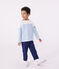 Katoenen T-shirt met lange mouwen en matrozenstreepjes voor kinderen wit MARSHMALLOW/blauw ALASKA
