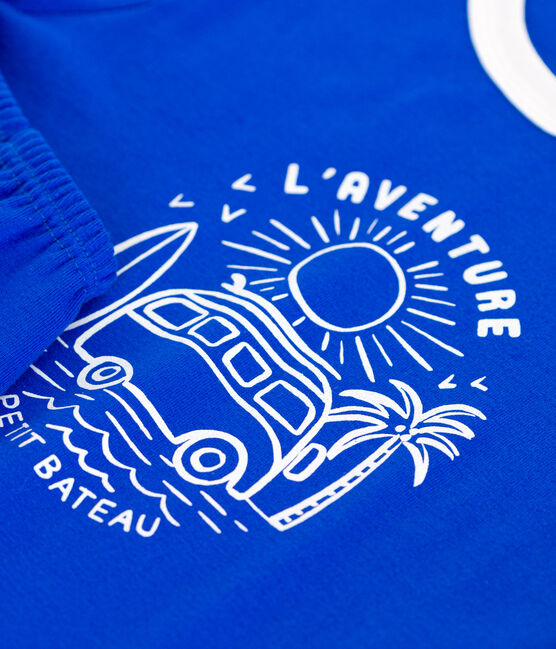 Korte katoenen pyjama voor kinderen blauw PERSE