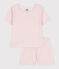 Korte katoenen pyjama voor kinderen roze FLEUR