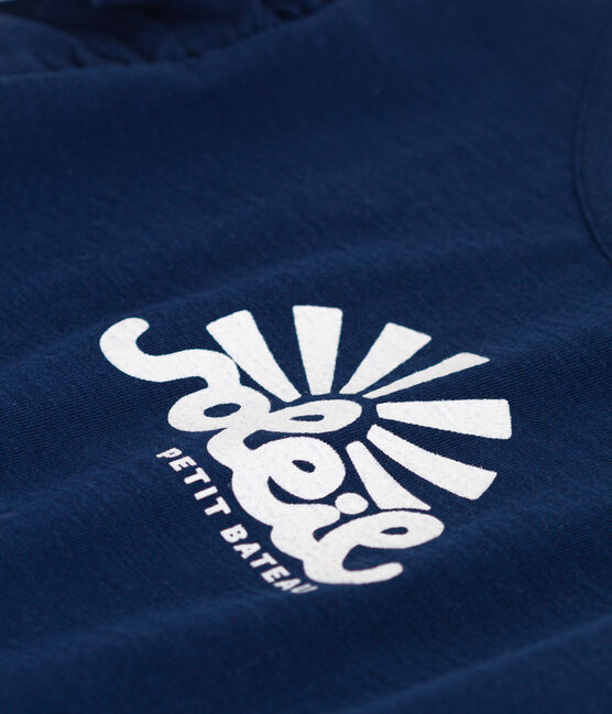 T-shirt van gevlamde jersey voor meisjes blauw MEDIEVAL