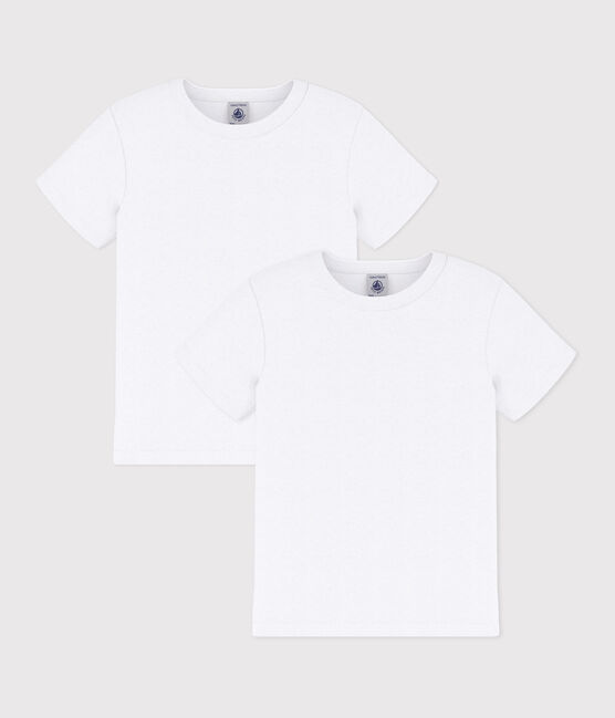 Set van 2 witte T-shirts met korte mouwen voor jongetjes variante 1