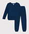 Effen kinderpyjama van geruwde bouclé badstof blauw INCOGNITO