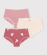 Lot de 3 shorties cœur en coton enfant