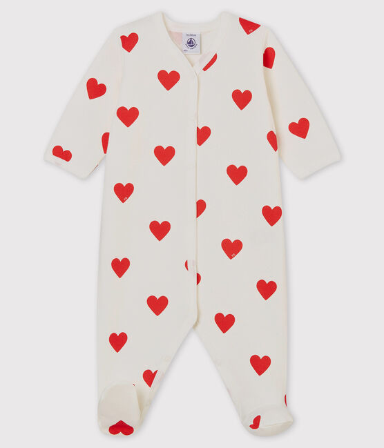 Molton slaappakje met rode hartjes voor baby wit MARSHMALLOW/rood TERKUIT