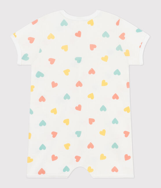 Kort katoenen babypakjes met hartjesprint wit MARSHMALLOW/wit MULTICO