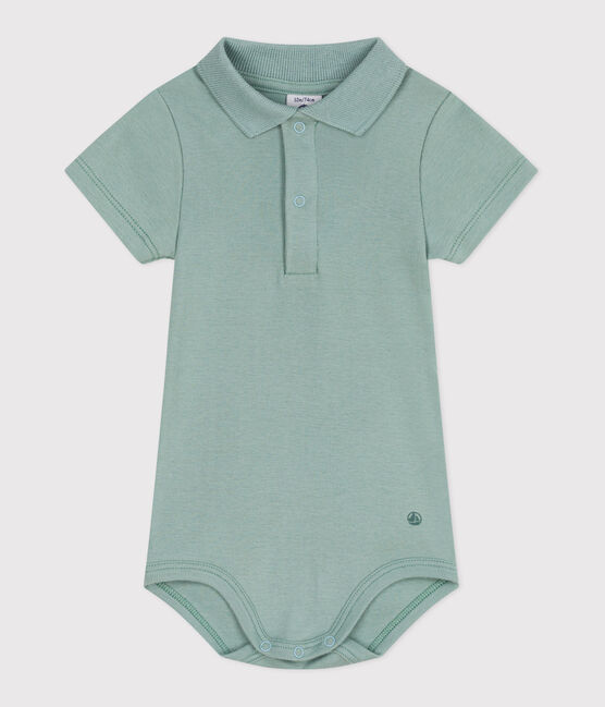 Effen katoenen babybody met korte mouwen groen PAUL