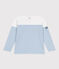 Katoenen T-shirt met lange mouwen en matrozenstreepjes voor kinderen wit MARSHMALLOW/blauw ALASKA
