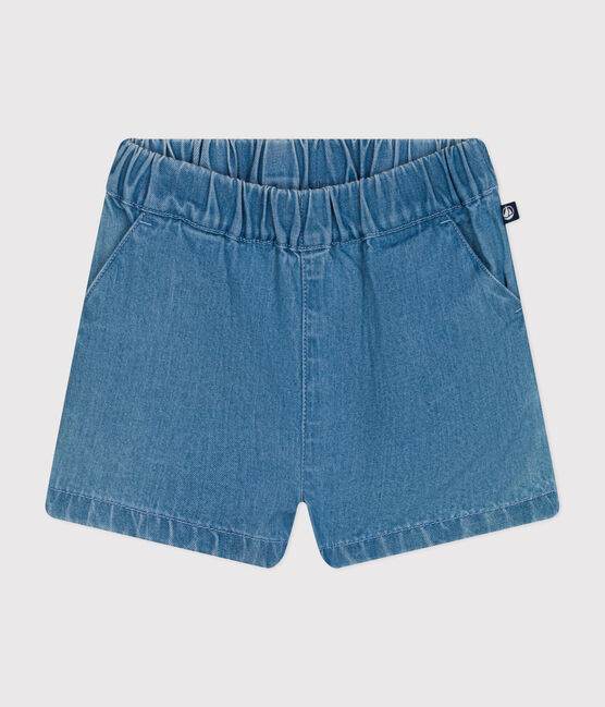 Short van lichte denim voor baby's blauw DENIM CLAIR