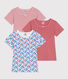 Setje met 3 katoenen T-shirts met korte mouw en bloemmotiefje voor kinderen