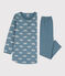 Nachthemd en legging met vogeltje voor meisjes in molton en katoen blauw ROVER/wit MARSHMALLOW