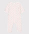Fluwelen babypyjama met hartjesprint wit MARSHMALLOW/rood TERKUIT