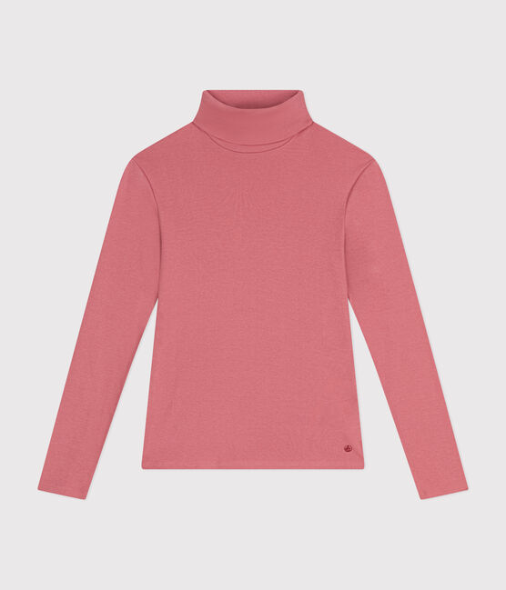 Tee-shirt l'Iconique Col roulé en coton femme rose ROSEWOOD