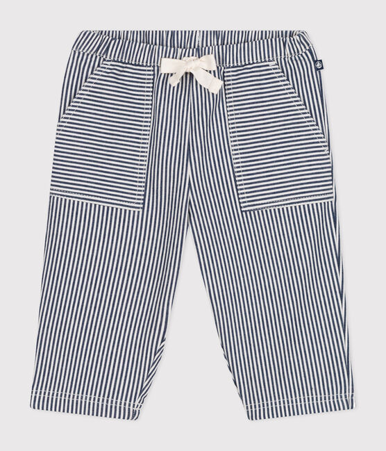 Linnen babybroek blauw MEDIEVAL/wit MARSHMALLOW
