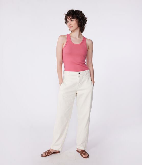 L'Iconique, effen katoenen singlet voor dames roze PEONIA