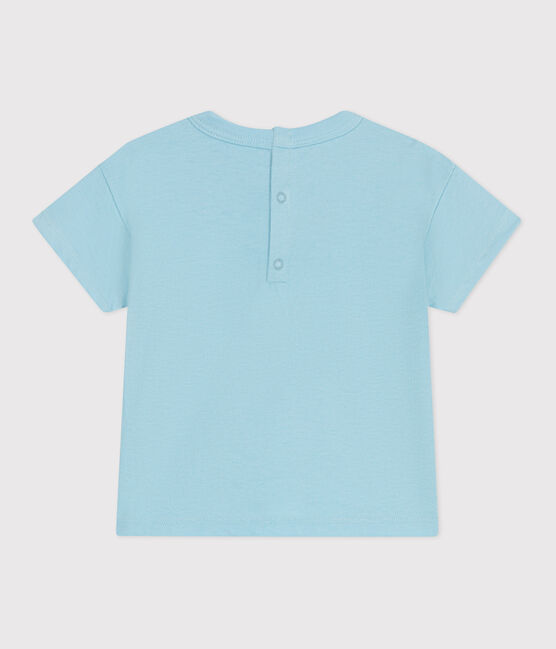 T-shirt bébé en coton à manches courtes uni bleu AQUATIC