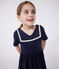 Effen katoenen kinderjurk met korte mouw blauw SMOKING