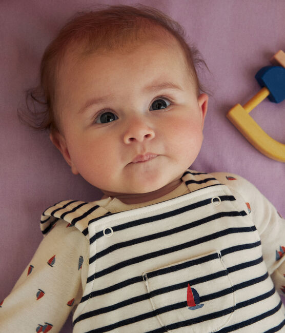 Setje met katoenen salopette en body voor baby's wit MARSHMALLOW/blauw SMOKING