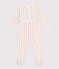 Fluwelen babypyjama met hartjesprint wit MARSHMALLOW/rood TERKUIT
